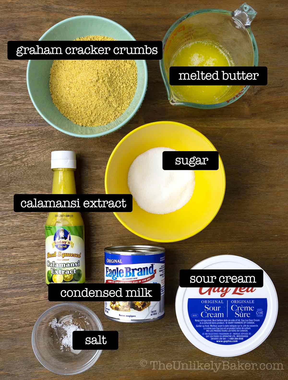 Ingredients to make calamansi pie.
