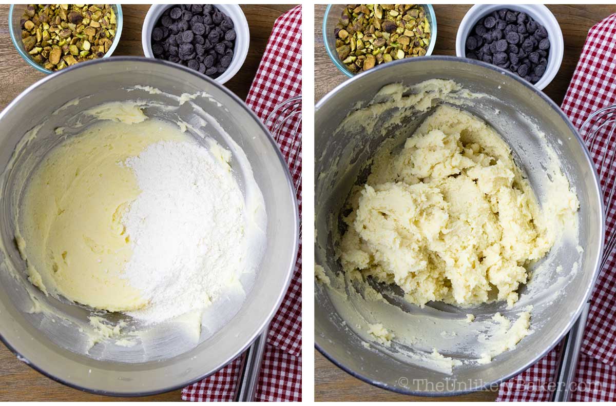 Photo collage - flour added to mascarpone mixture.