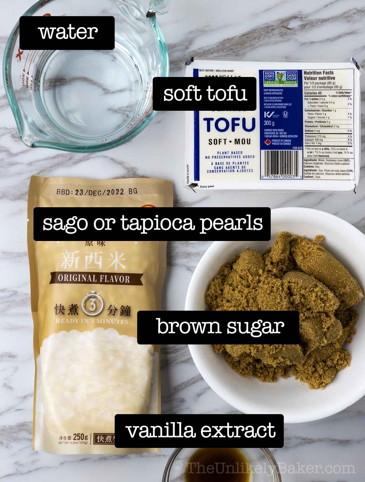 Ingredients for Filipino taho.