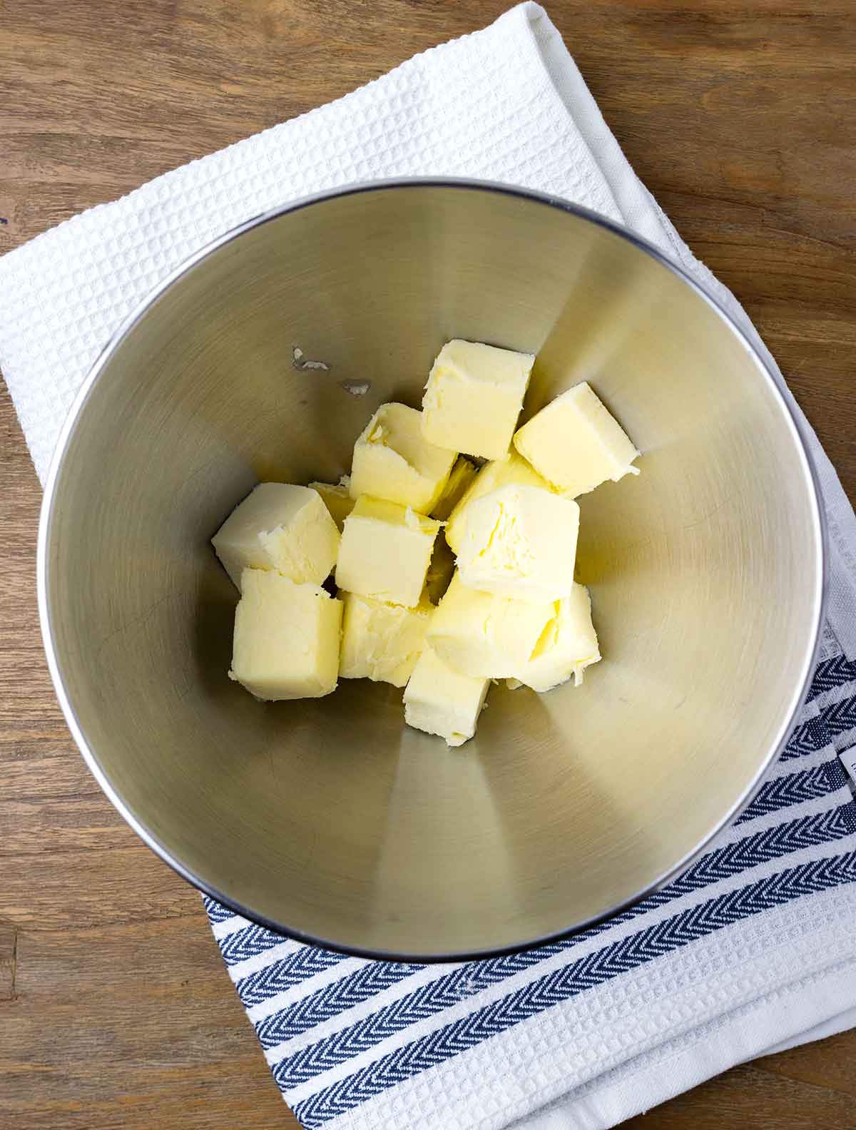 Sliced butter in a bowl