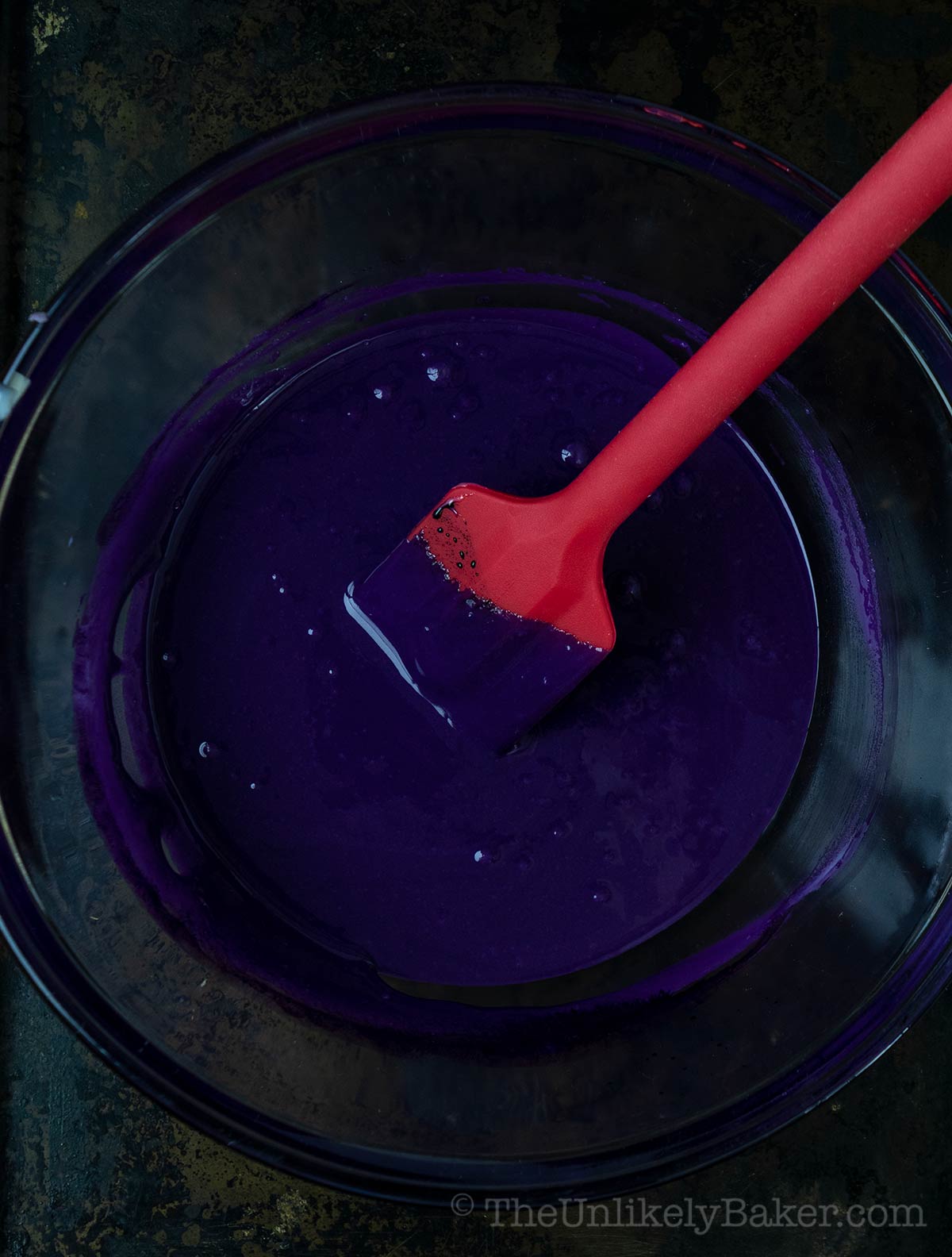 Ube mixture in a bowl.