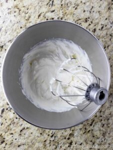 Stabilized whipped cream in a bowl.