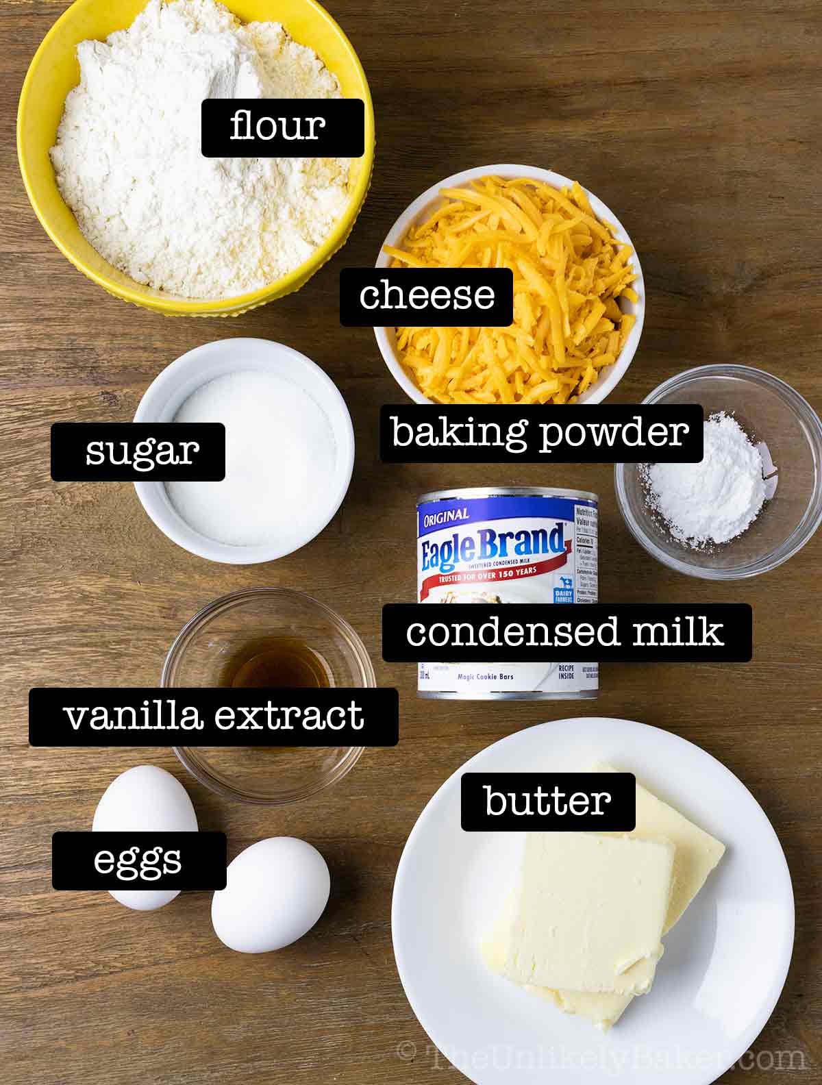 Cheese cupcake ingredients.