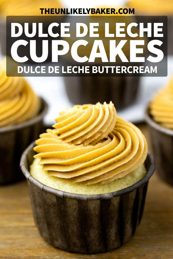 Pin for Dulce de Leche Cupcakes with Dulce de Leche Buttercream.