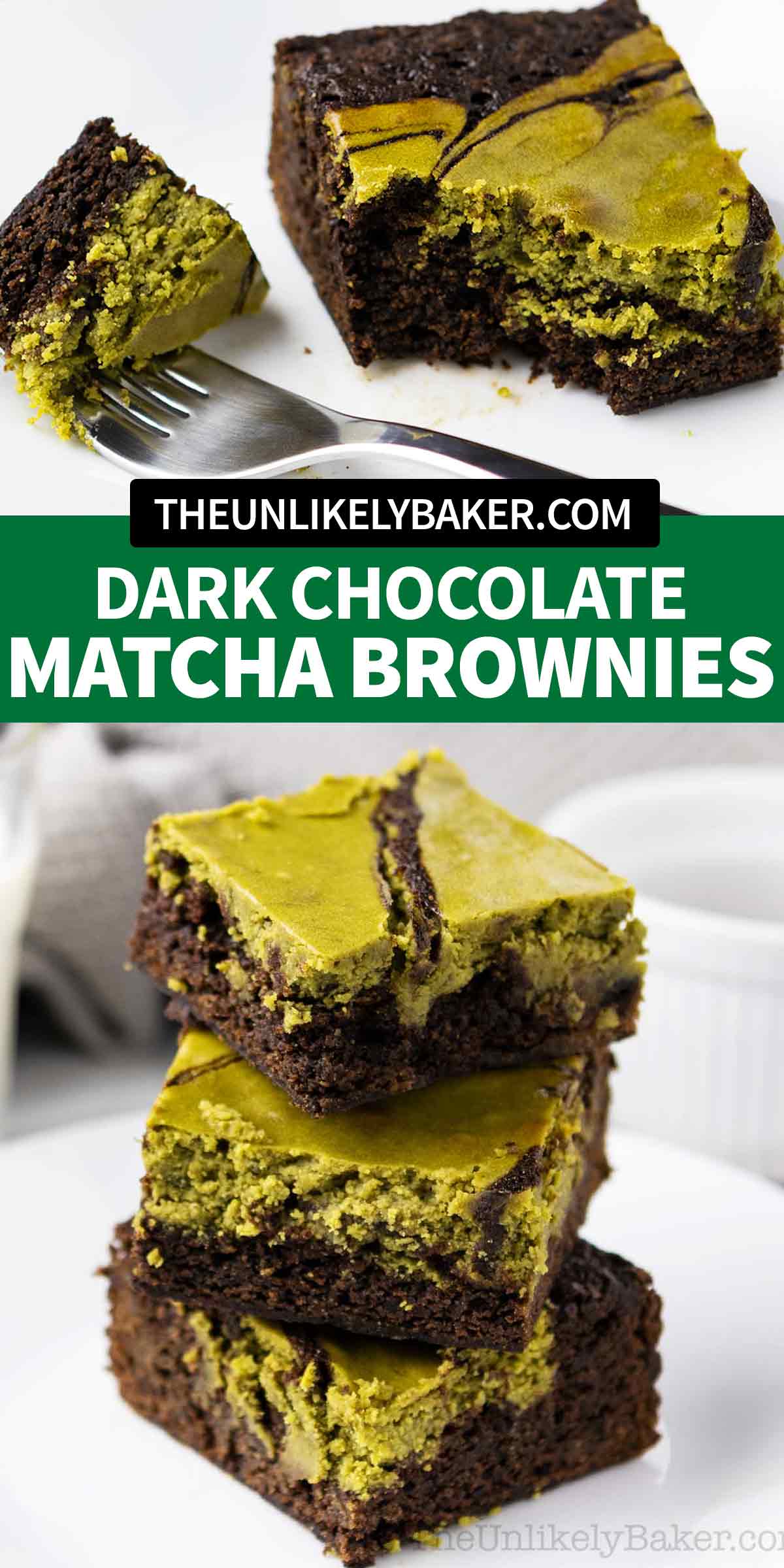 Fudgy Matcha Brownies The Unlikely Baker®
