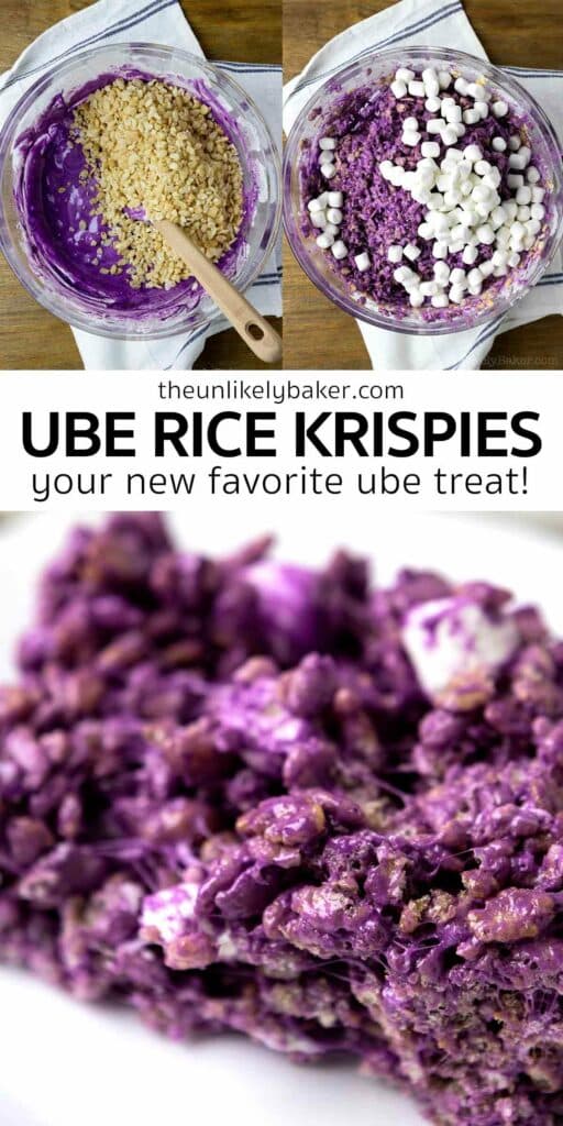 Pin for Ube Rice Krispie Treats.