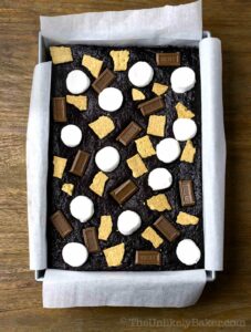 S'mores toppings on brownies.