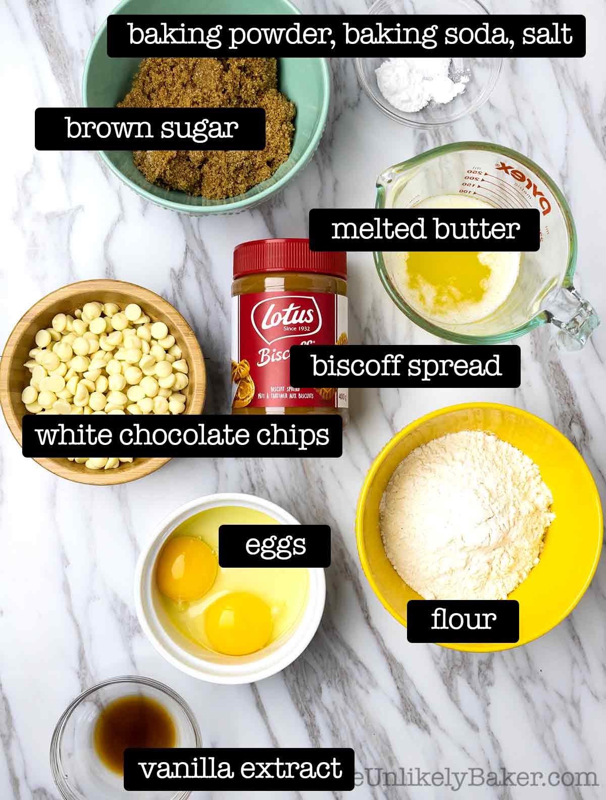 Ingredients for Biscoff blondies.