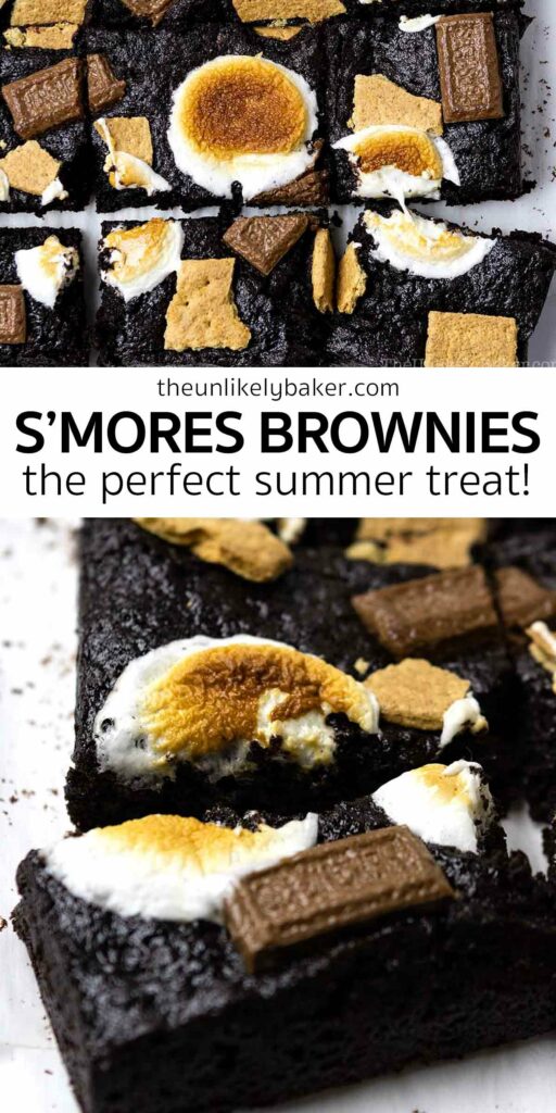 Pin for Easy No-Fail S'mores Brownie Recipe.