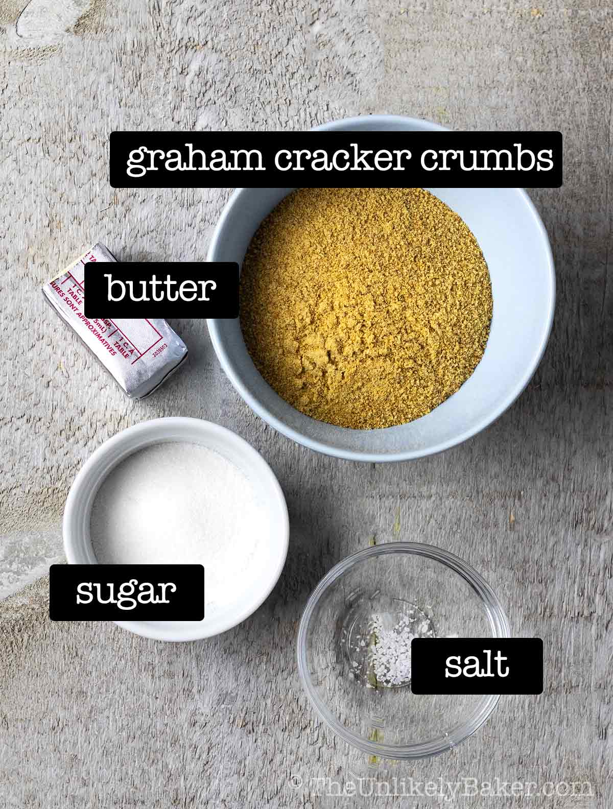 Ingredients for graham cracker crust.