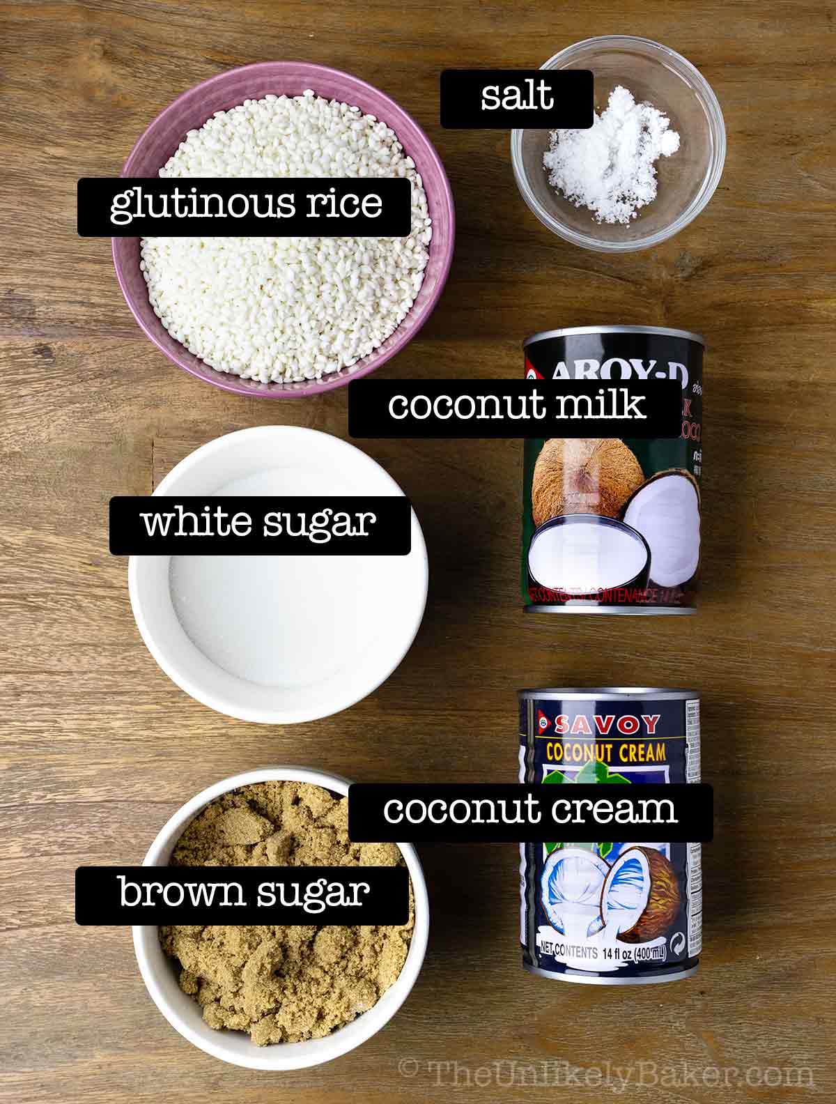 Ingredients for bibingkang malagkit.