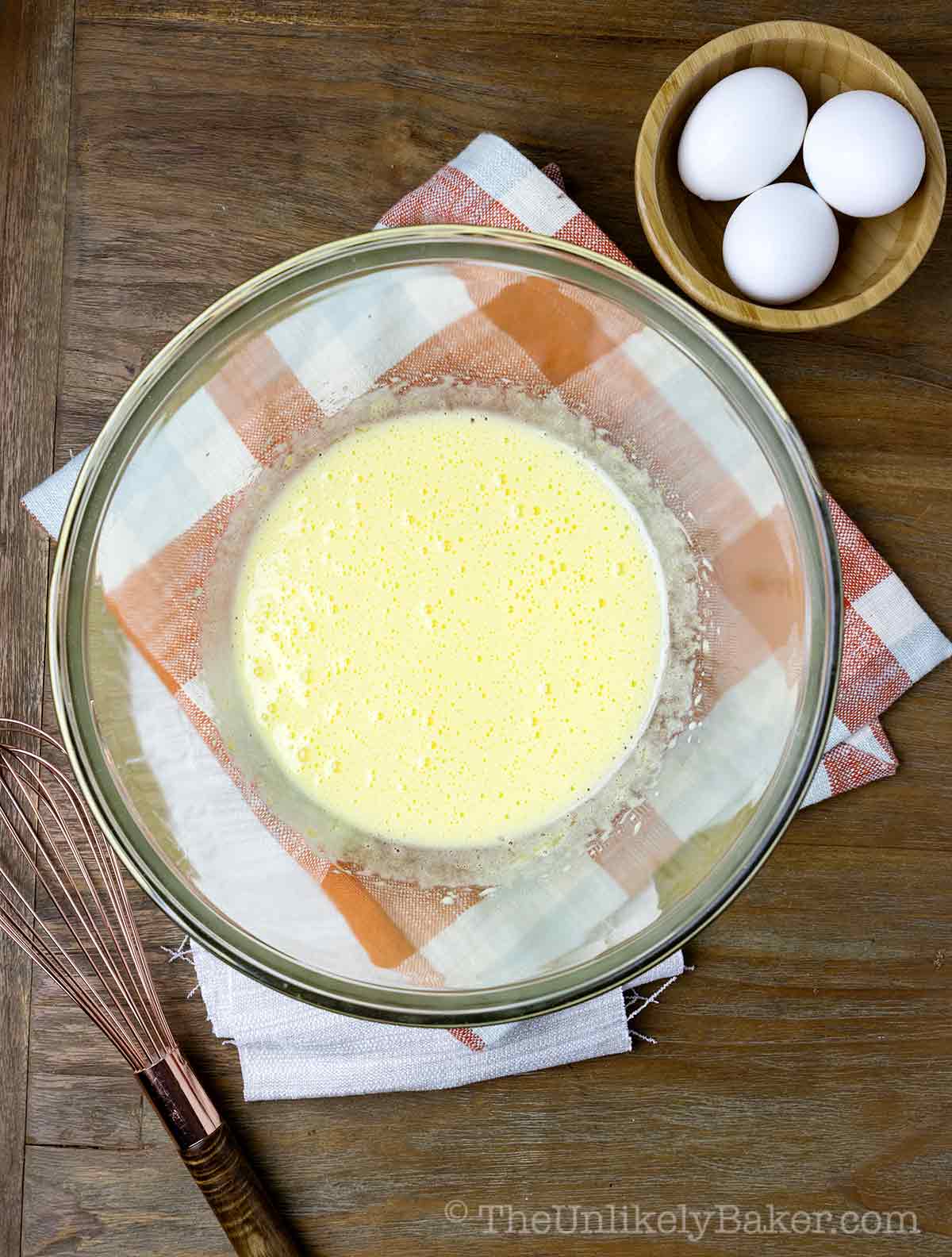Egg yolk mixture in a bowl.