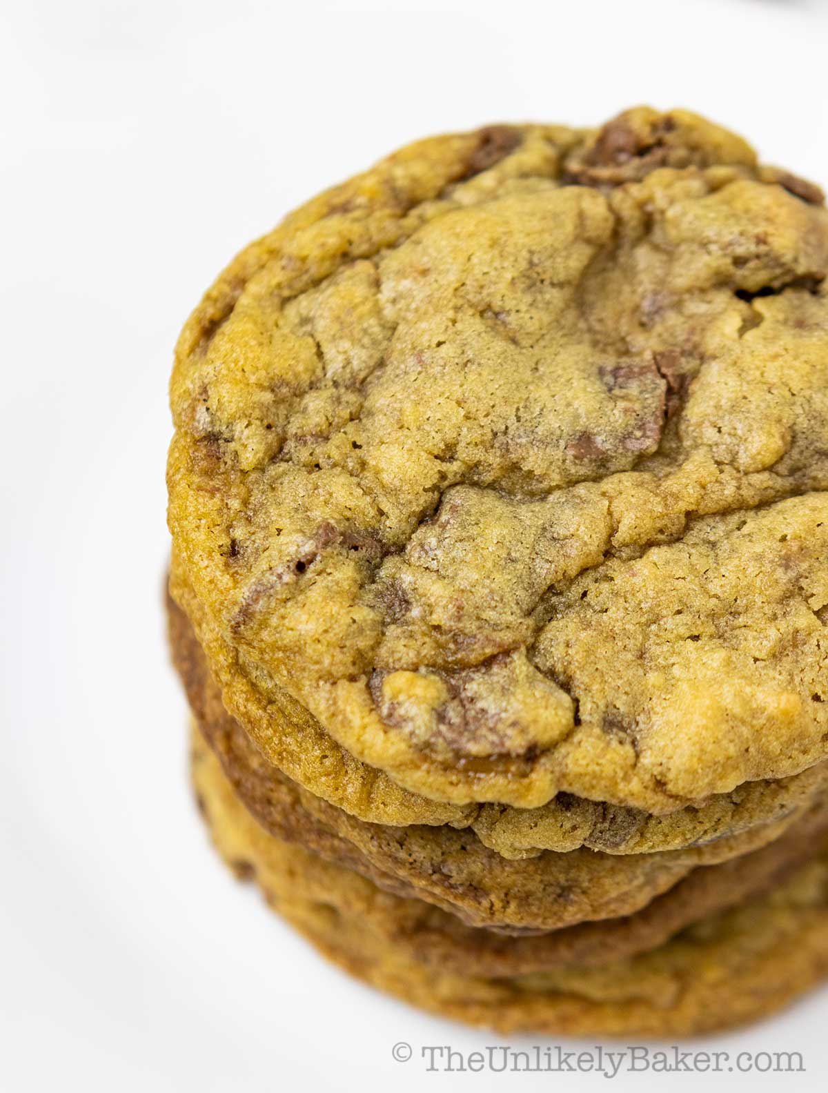 A stack of chewy SKOR cookies.