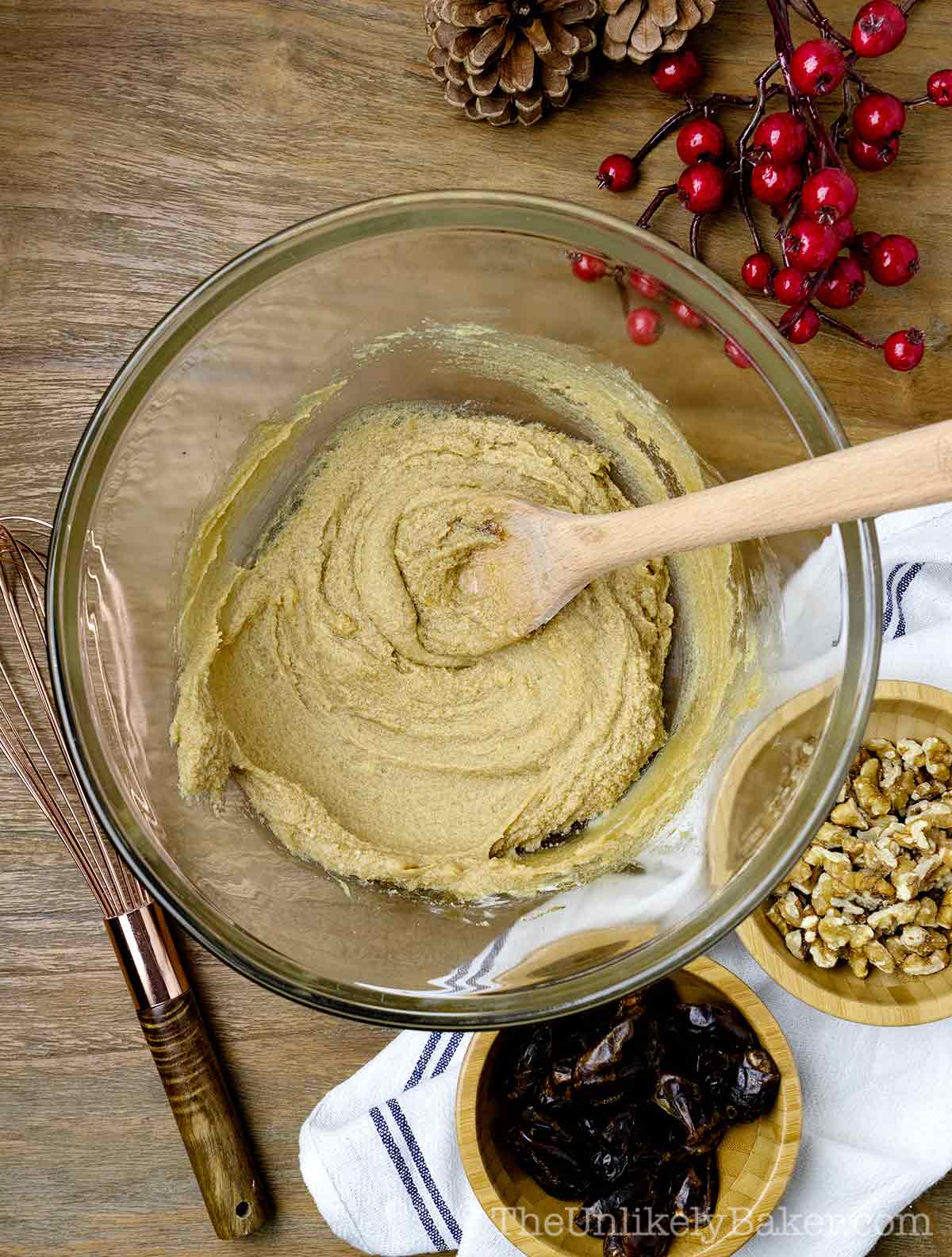 Creamed butter and sugar in a bowl.