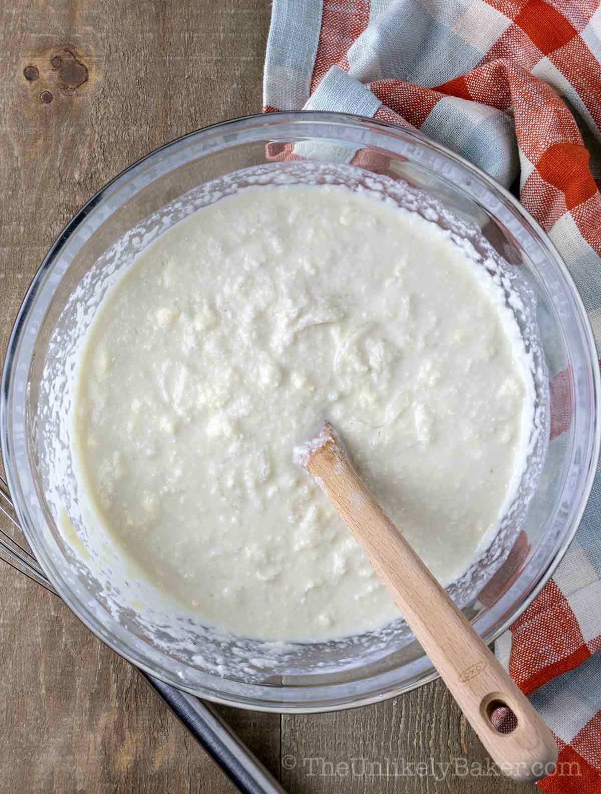 Cassava cake batter in a bowl.