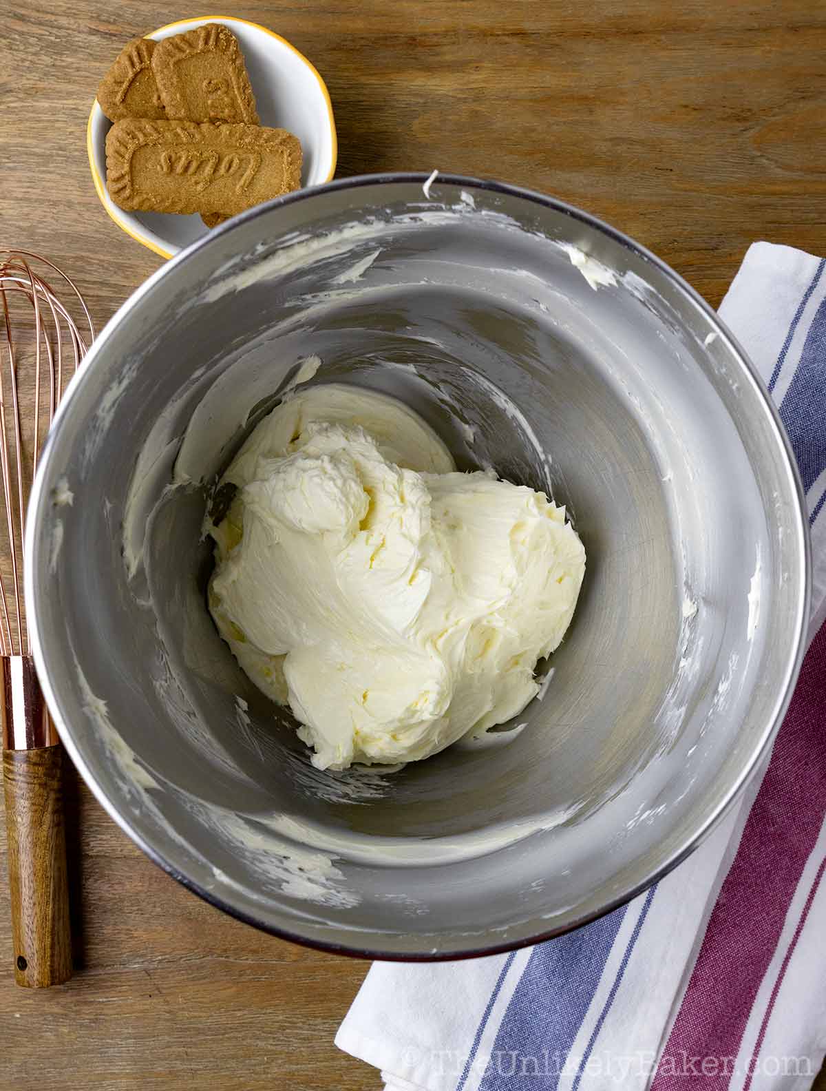Creamed butter in a bowl.