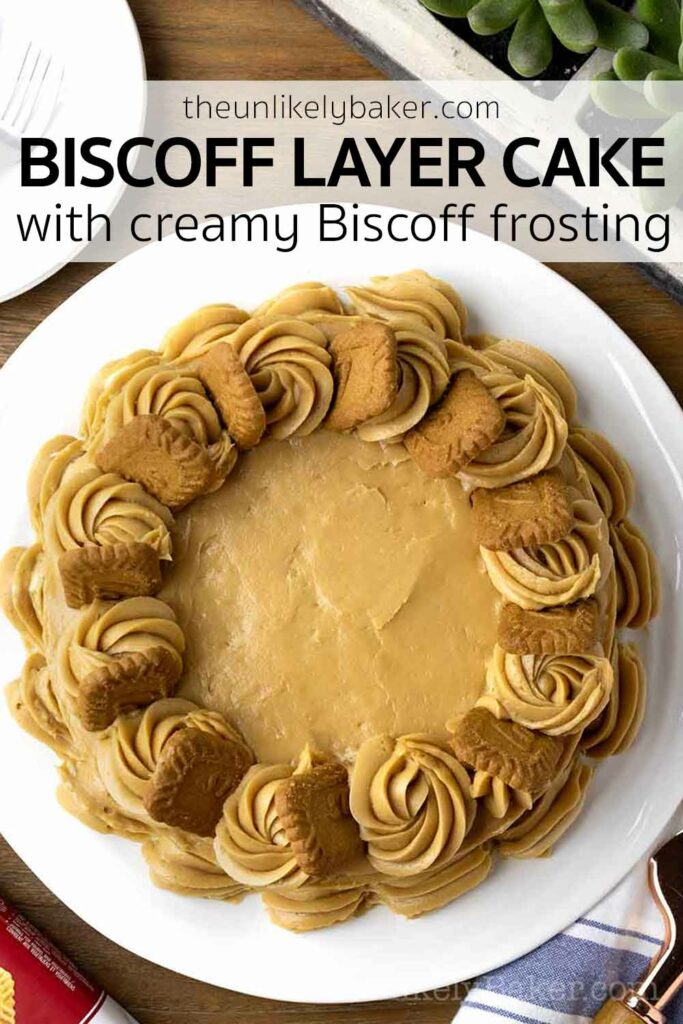 Pin for Biscoff Cake with Biscoff Frosting.