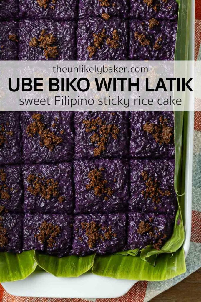 Pin for Filipino Biko with Ube and Latik.