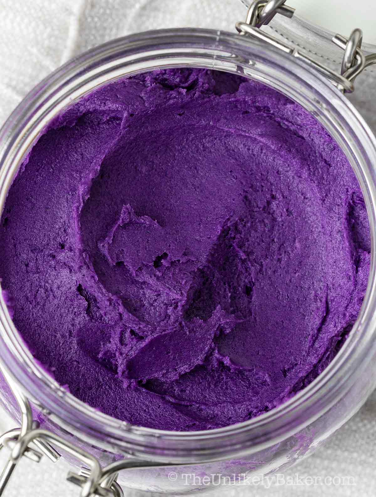 Ube butter in a jar.