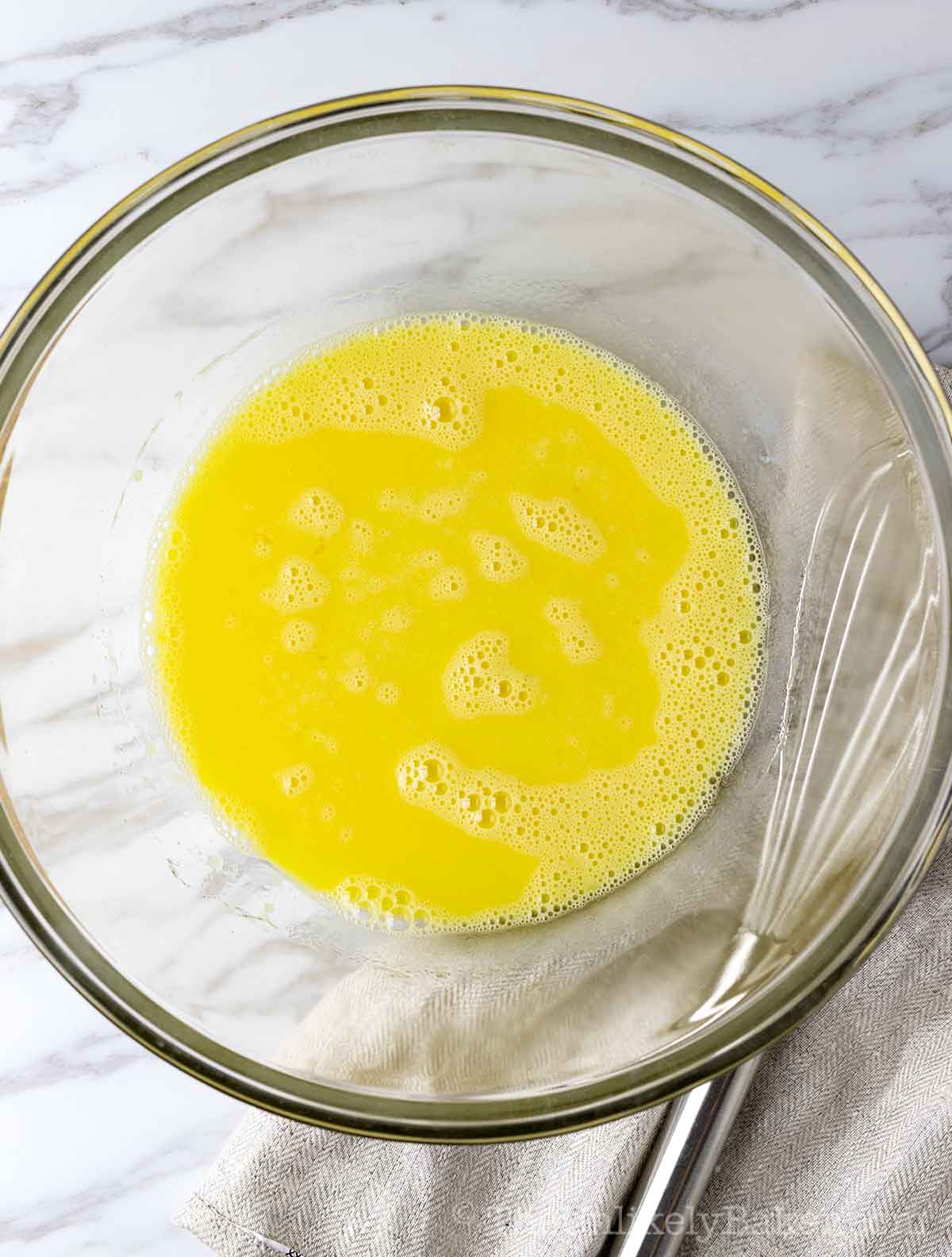 Egg yolk mixture in a bowl.