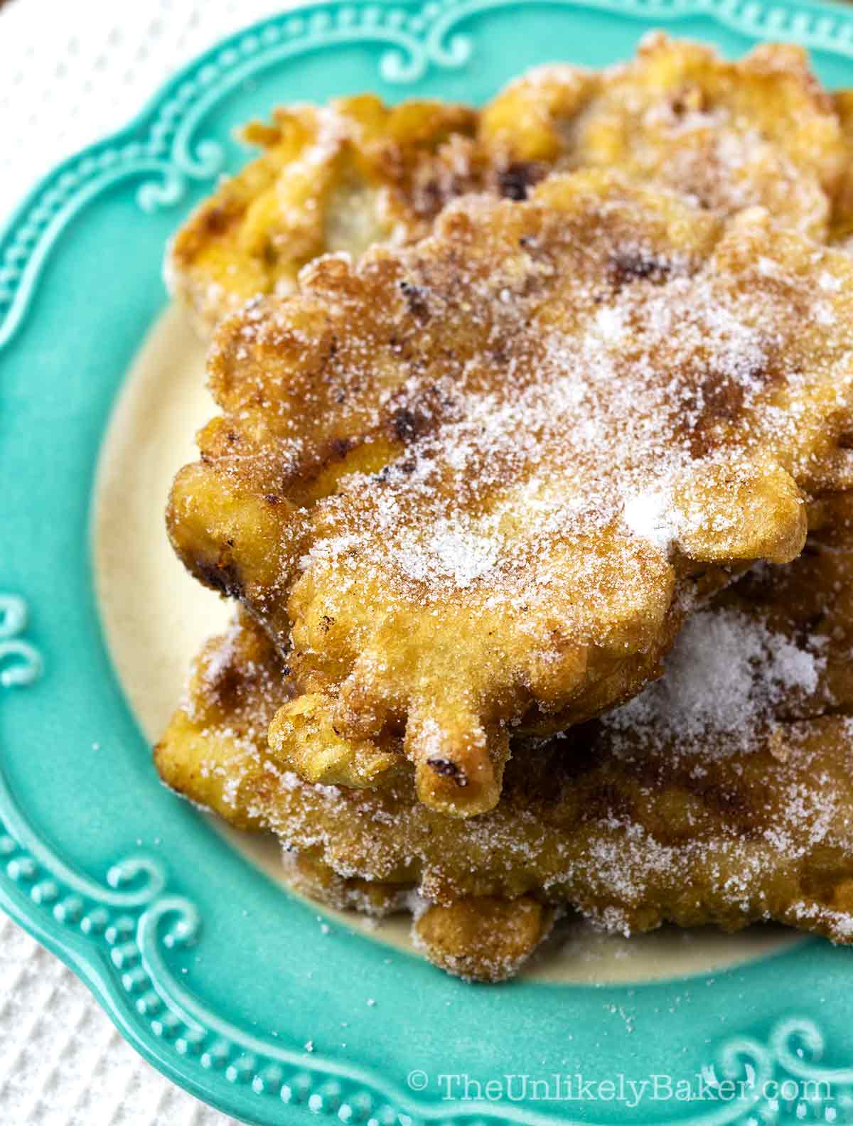 Filipino banana fritters on a plate.