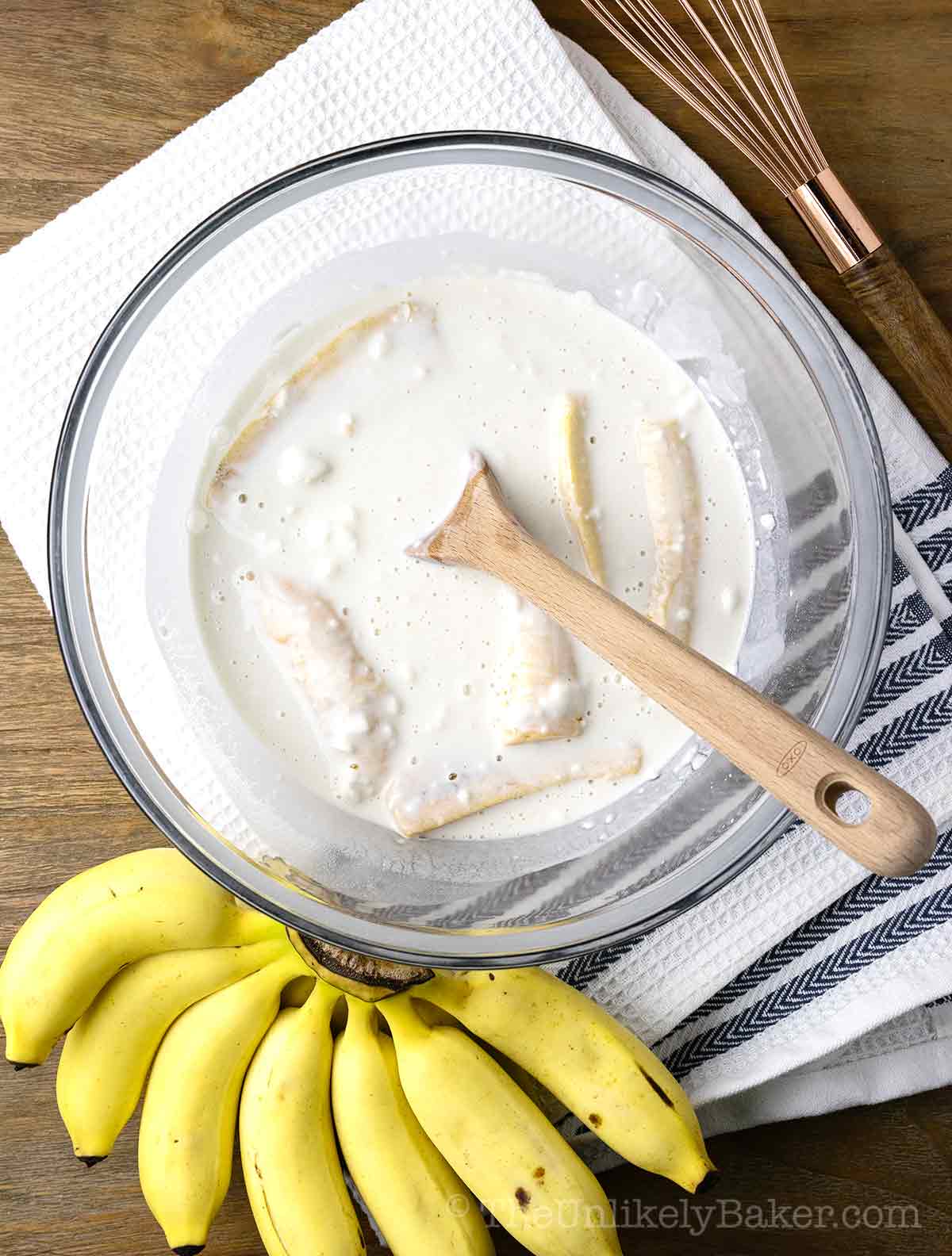 Plantains in batter.