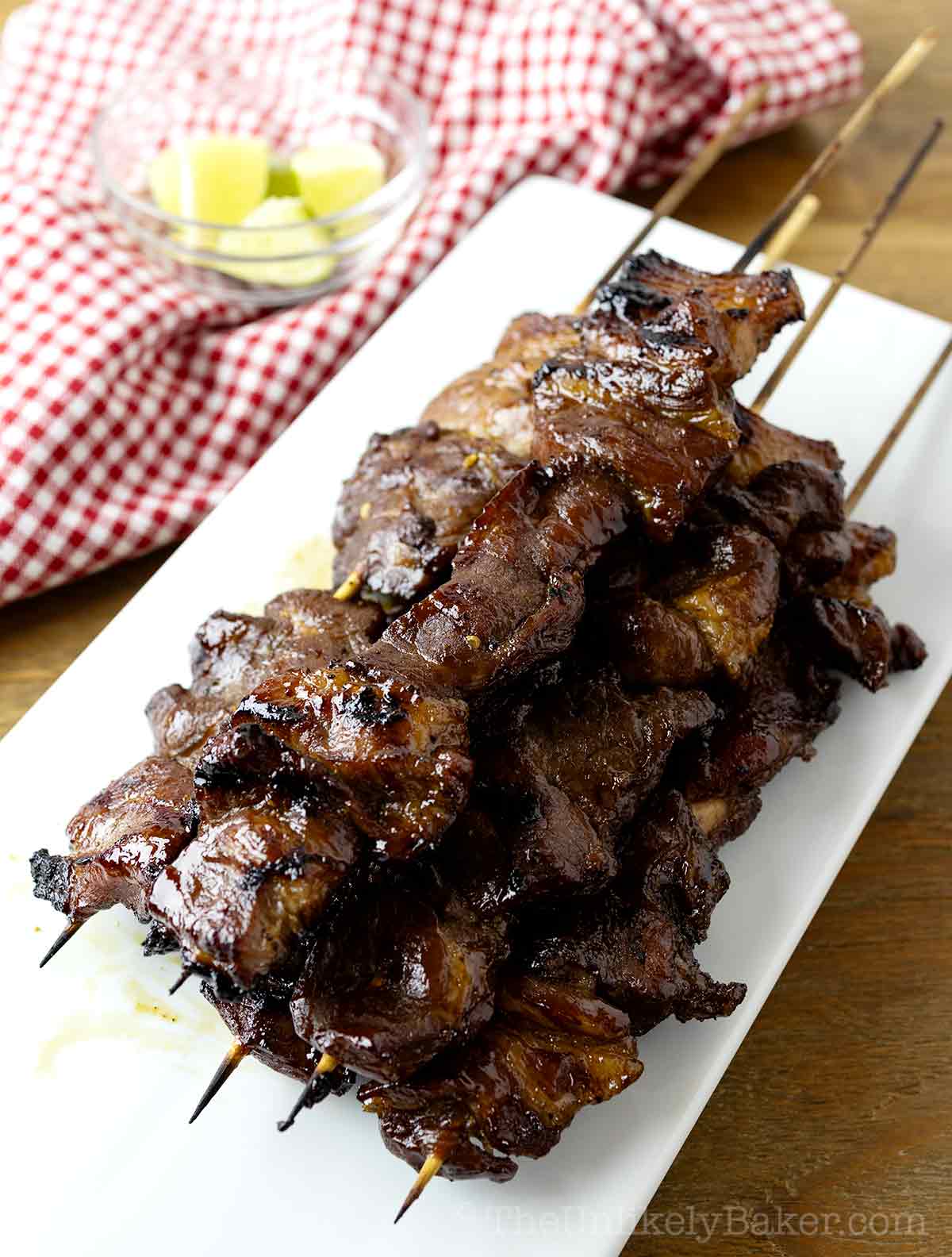 Pork barbecue Filipino style on a plate.