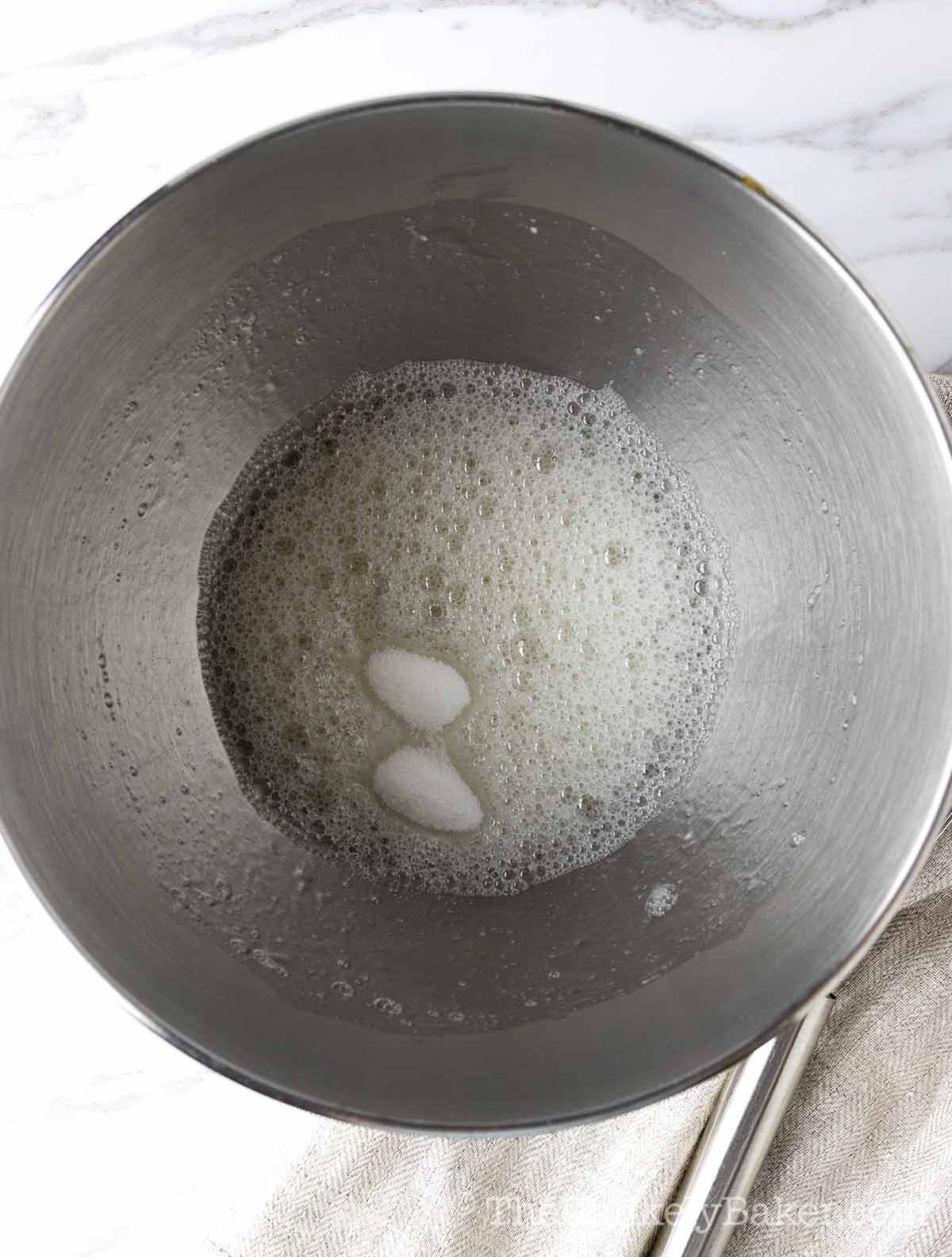 Egg whites with sugar.