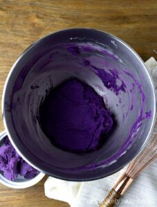 Freshly made ube butter spread in a bowl.