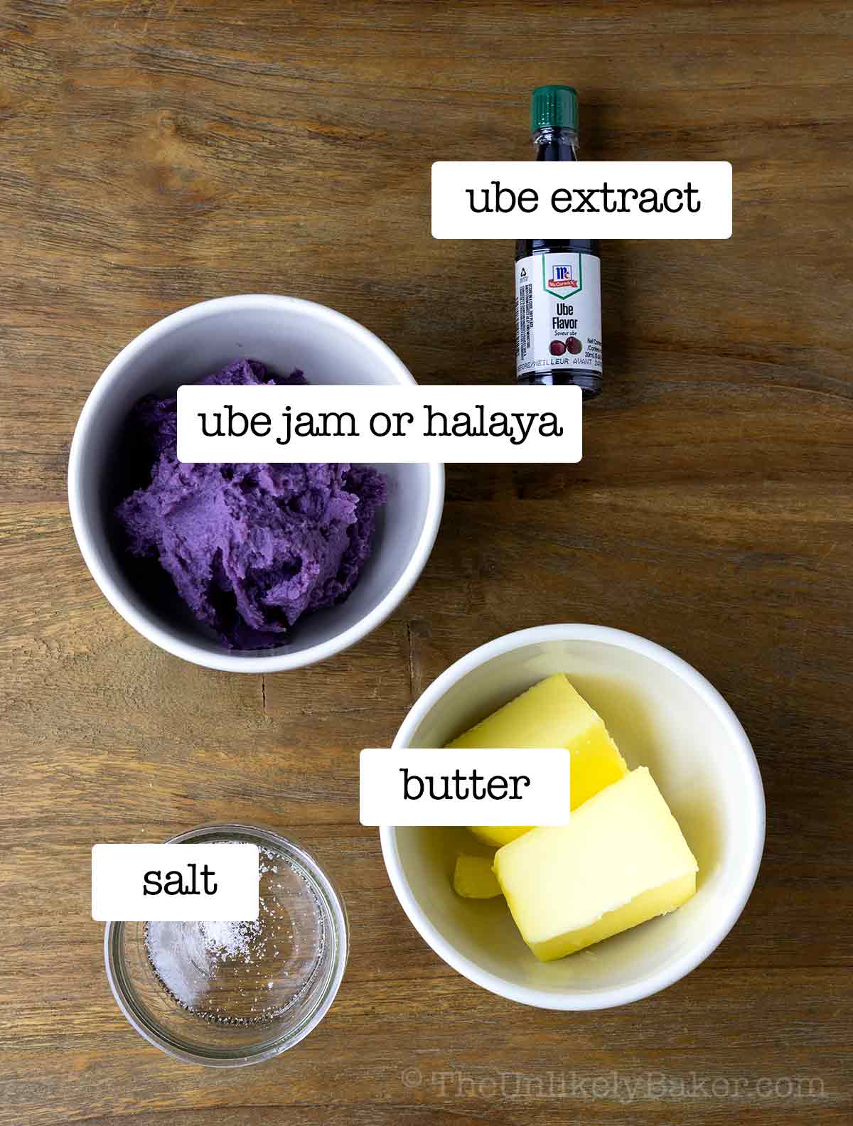 Ube butter ingredients with text overlay.