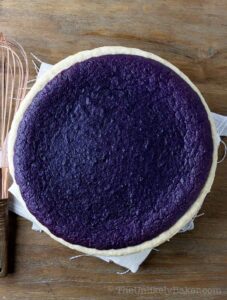 Freshly baked purple yam pie.