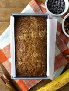 Freshly baked banana pecan bread.