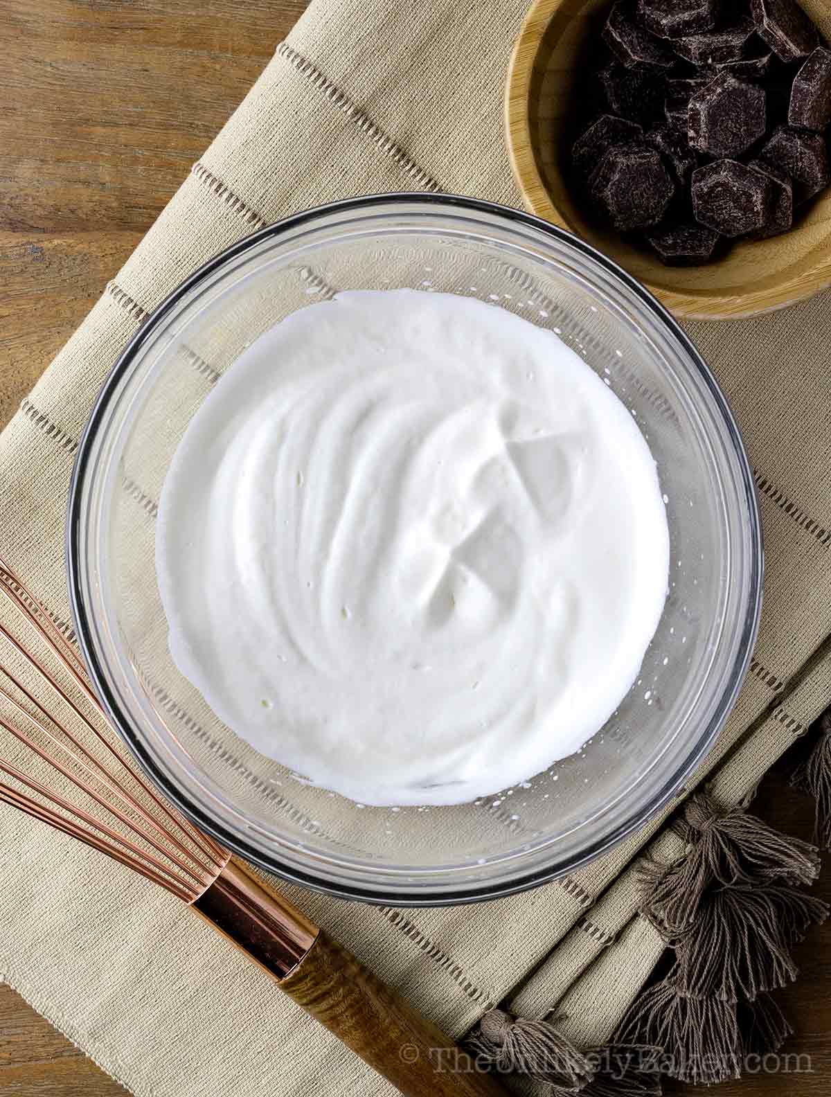 Whipped cream in a bowl.