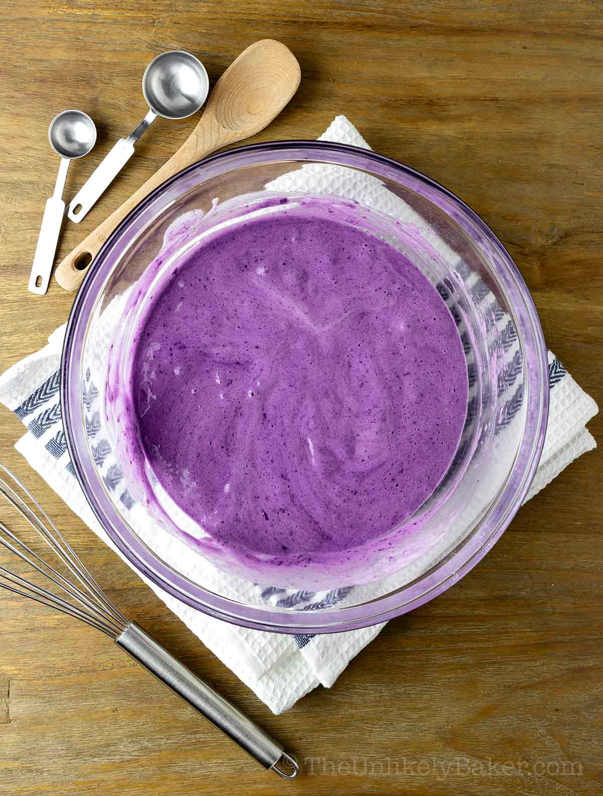 Batter for ube cake layer.