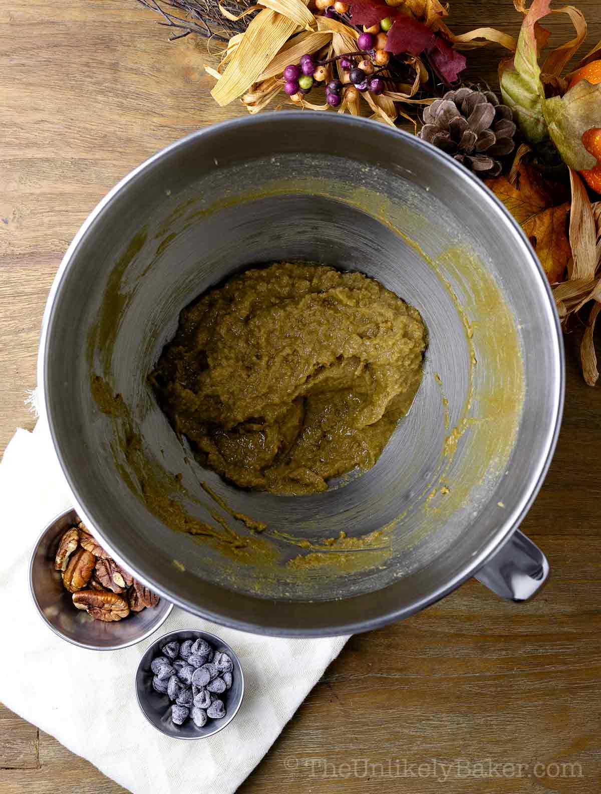 Wet ingredients in a bowl.