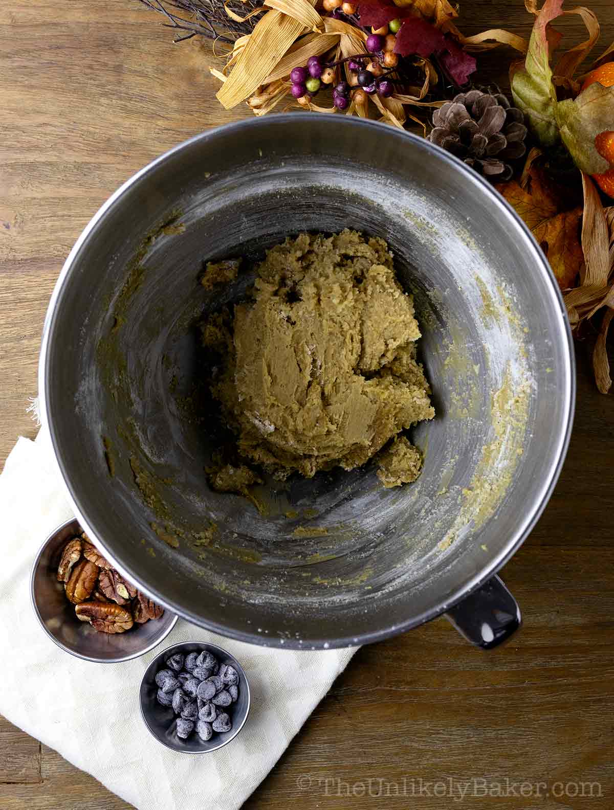 Cookie dough in a bowl.