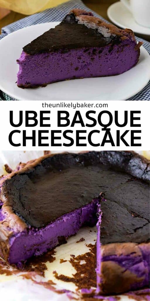 Pin for Ube Basque Cheesecake Easy Recipe.