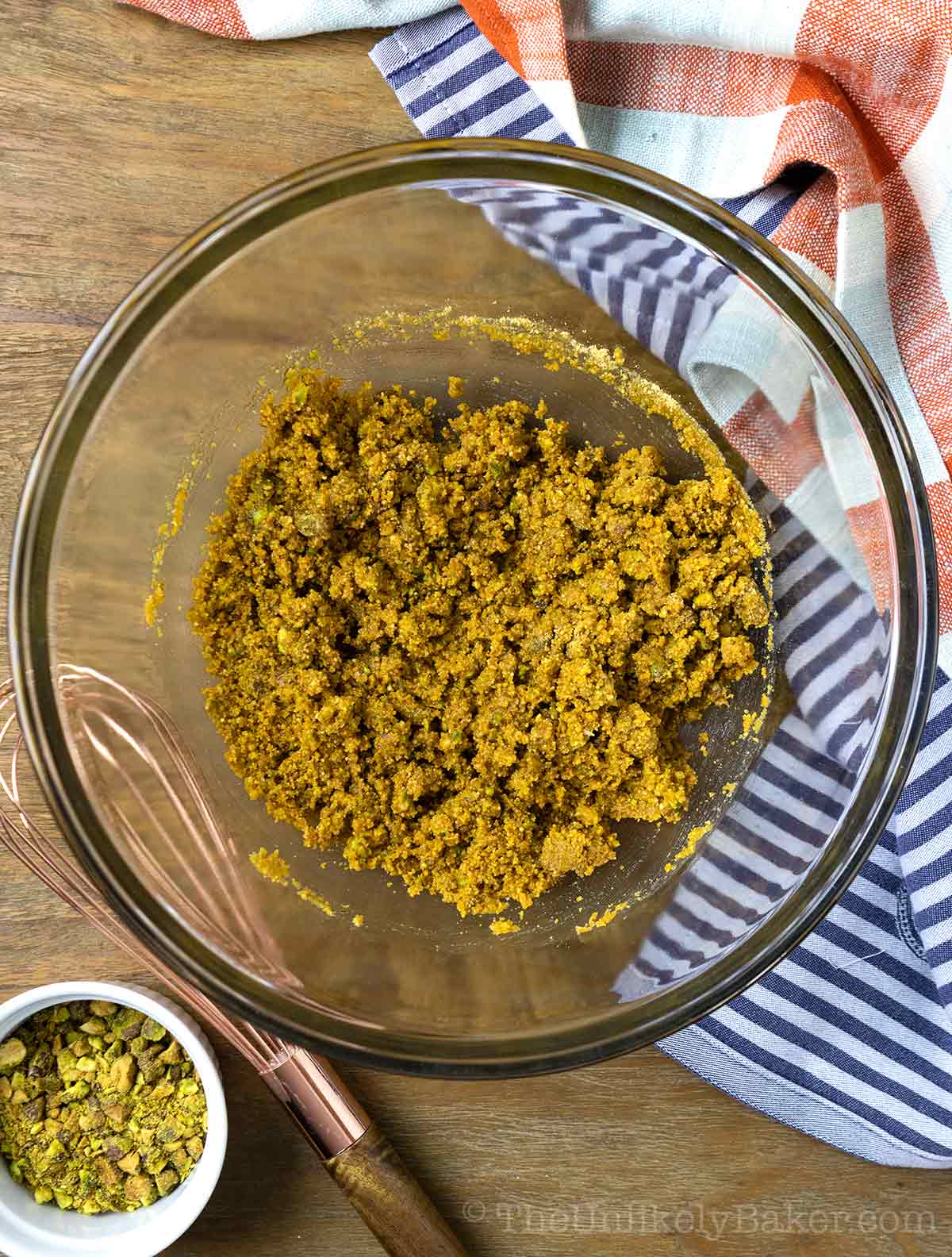 Pistachio crust mixture.