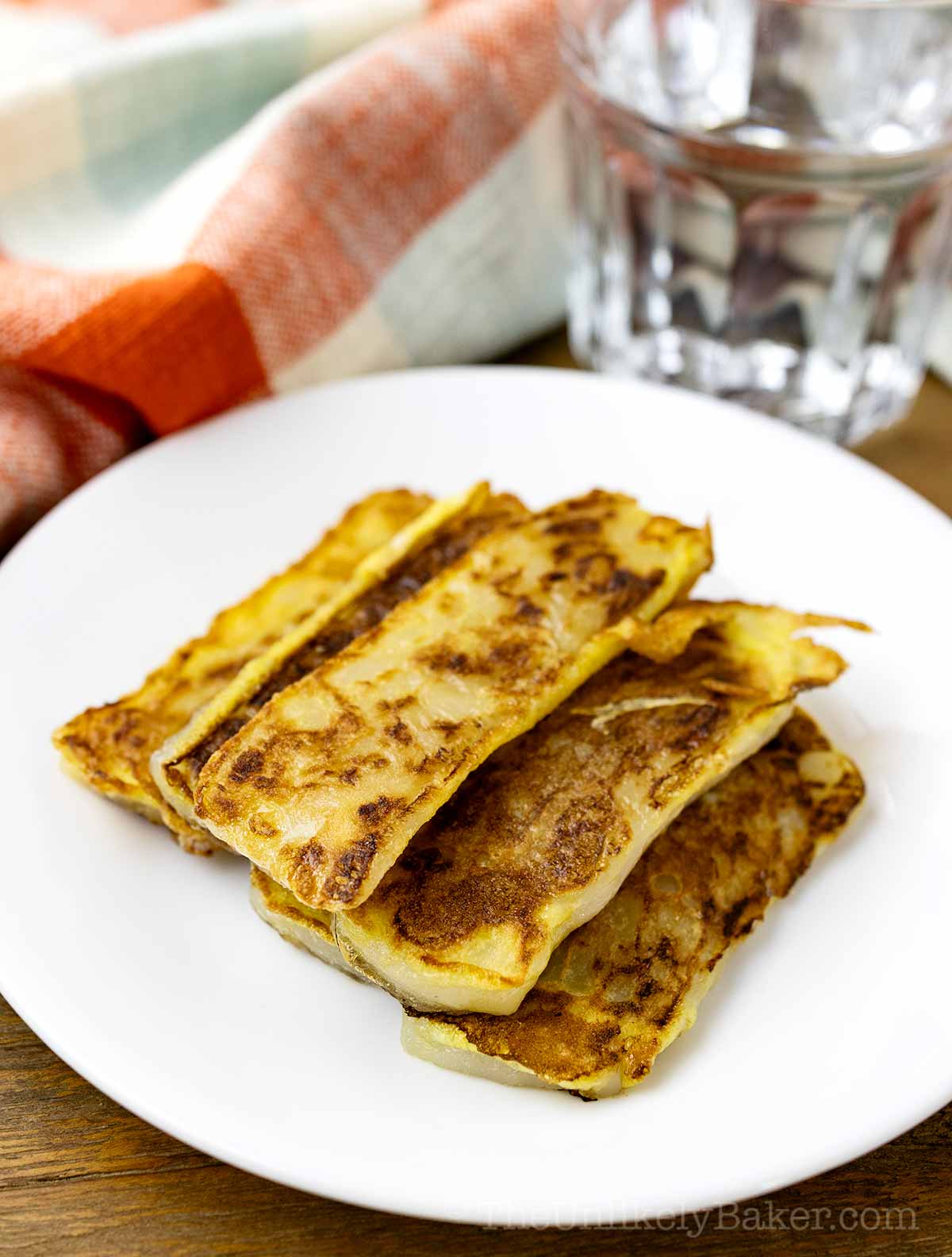 Filipino-style nian gao on a plate.