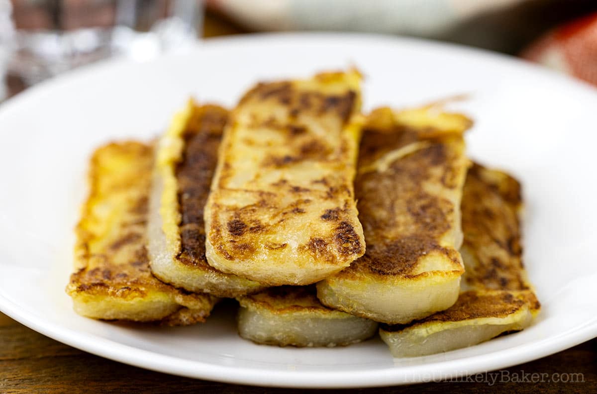 Philippines tikoy on a plate.