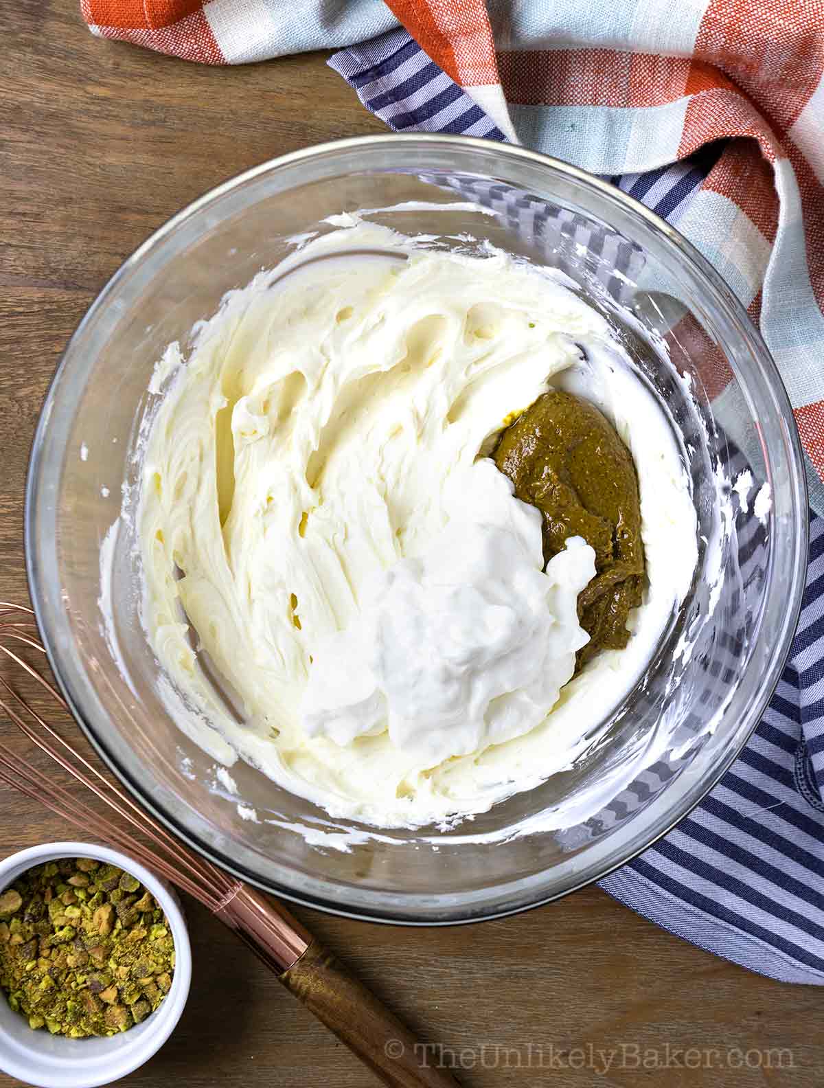 Sour cream and pistachio butter added to ingredients.