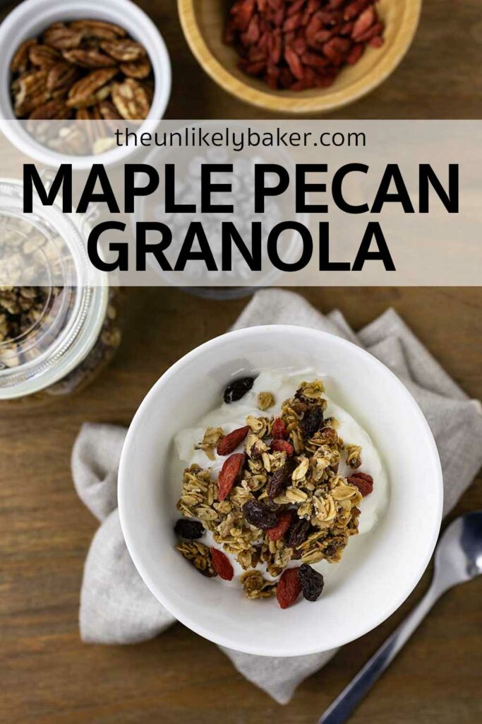 Pin for Chunky and Chewy Maple Pecan Granola.