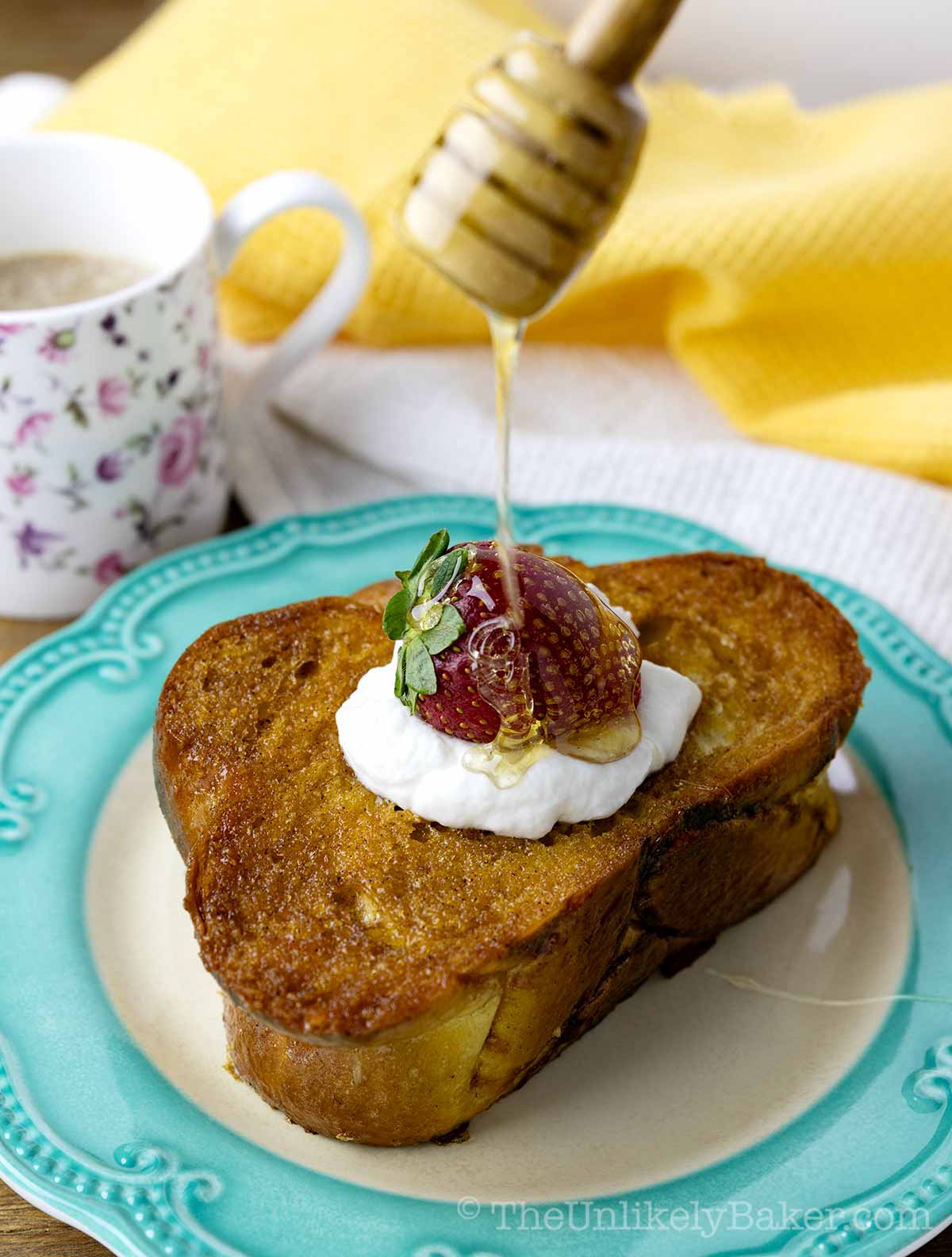 Honey butter toast drizzled with more honey.