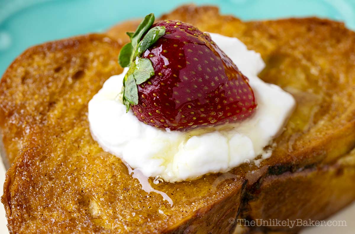 Honey butter toast up close.