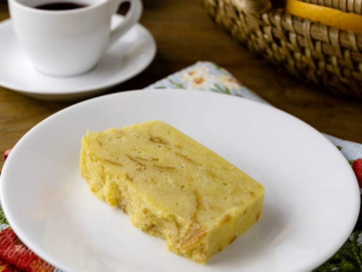 A slice of Filipino bread pudding on a plate.