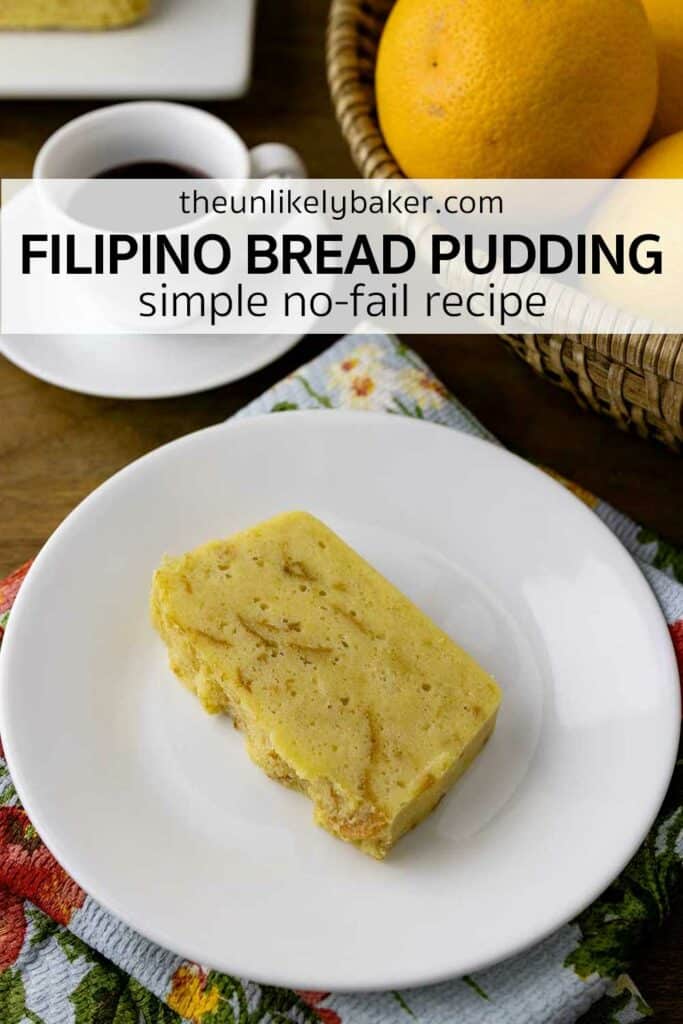 Pin for Easy Filipino Bread Pudding Recipe.