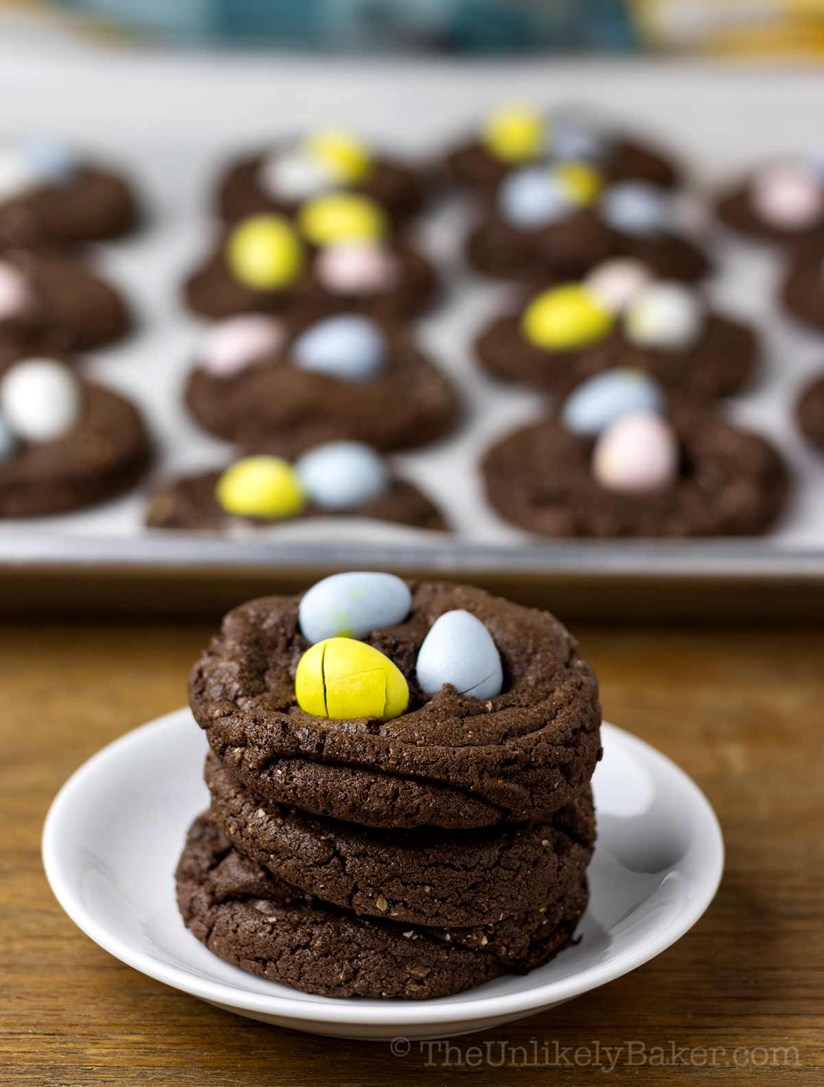 Easter cookies with mini egg chocolates.