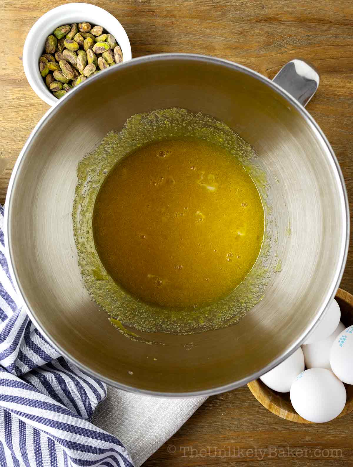 Egg yolk mixture in a bowl.