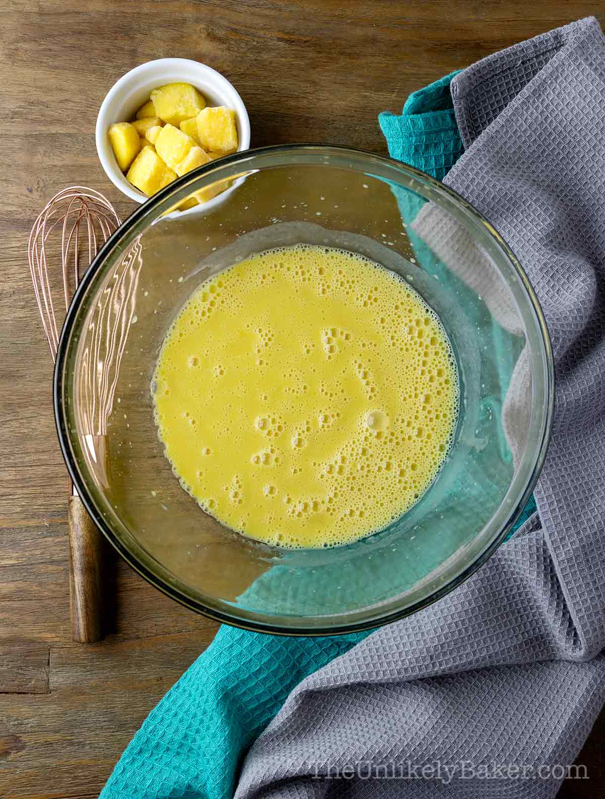 Egg yolk mixture in a bowl.