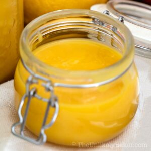 A jar of mango curd.